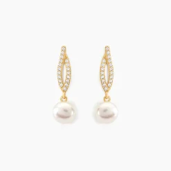 Histoire d'Or Boucles D'oreilles Pendantes Tesnimae Or Jaune Oxyde Perle De Culture* Boucles D'Oreilles|Boucles D'Oreilles Pendantes