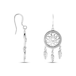 New Histoire d'Or Boucles D'oreilles Pendantes Nemetona Argent Blanc Oxyde
