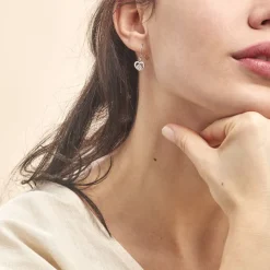 Online Histoire d'Or Boucles D'oreilles Pendantes Nalan Argent Blanc Oxyde De Zirconium