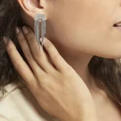 New Histoire d'Or Boucles D'oreilles Pendantes Jakarta Argent Blanc