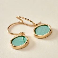 Histoire d'Or Boucles D'oreilles Pendantes Florica Or Jaune Malachite* Boucles D'Oreilles|Boucles D'Oreilles Pendantes