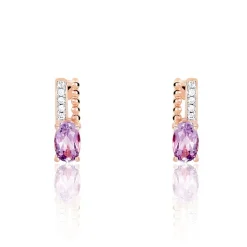Histoire d'Or Boucles D'oreilles Pendantes Frannie Or Rose Amethyste Et Oxyde* Boucles D'Oreilles|Boucles D'Oreilles Pendantes
