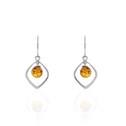 Histoire d'Or Boucles D'oreilles Pendantes Iva Argent Blanc Ambre
