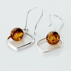 Histoire d'Or Boucles D'oreilles Pendantes Iva Argent Blanc Ambre