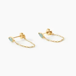 Histoire d'Or Boucles D'Oreilles Pendantes Ondée Or Jaune Amazonite* Boucles D'Oreilles|Boucles D'Oreilles Pendantes