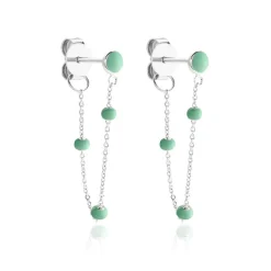 Clearance Histoire d'Or Boucles D'oreilles Pendantes Polka Argent Blanc