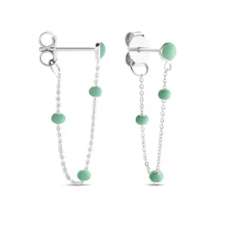 Clearance Histoire d'Or Boucles D'oreilles Pendantes Polka Argent Blanc