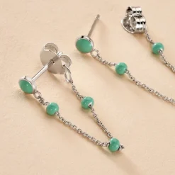 Clearance Histoire d'Or Boucles D'oreilles Pendantes Polka Argent Blanc