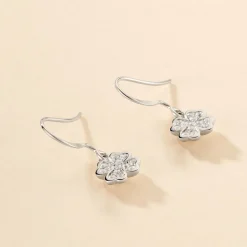 Hot Histoire d'Or Boucles D'oreilles Pendantes Fortunata Argent Blanc Oxyde De Zirconium