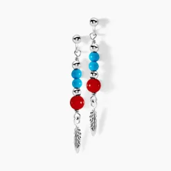Hot Histoire d'Or Boucles D'oreilles Pendantes Behati Argent Blanc Corail Turquoise