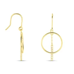 Clearance Histoire d'Or Boucles D'oreilles Pendantes Or Jaune Guda Oxyde De Zirconium