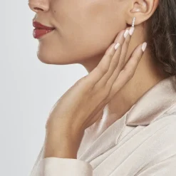 Discount Histoire d'Or Boucles D'oreilles Pendantes Georas Or Blanc Oxyde