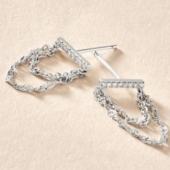 Histoire d'Or Boucles D'oreilles Pendantes Mircea Argent Blanc Oxyde De Zirconium* Boucles D'Oreilles|Boucles D'Oreilles Fantaisie