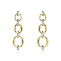 Online Histoire d'Or Boucles D'oreilles Pendantes Abban Or Jaune Diamant
