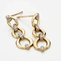 Online Histoire d'Or Boucles D'oreilles Pendantes Abban Or Jaune Diamant