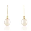 Discount Histoire d'Or Boucles D'oreilles Pendantes Baroque Or Jaune Perle De Culture
