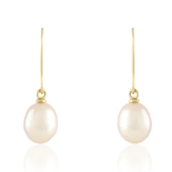 Discount Histoire d'Or Boucles D'oreilles Pendantes Baroque Or Jaune Perle De Culture