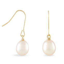 Discount Histoire d'Or Boucles D'oreilles Pendantes Baroque Or Jaune Perle De Culture