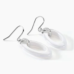 Hot Histoire d'Or Boucles D'oreilles Pendantes Peer Argent Blanc Oxyde De Zirconium