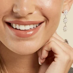 New Histoire d'Or Boucles D'oreilles Pendantes Daisy Argent Blanc Oxyde De Zirconium