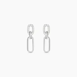 Sale Histoire d'Or Boucles D'oreilles Pendantes Trait D'union Argent Blanc Oxyde