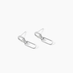 Sale Histoire d'Or Boucles D'oreilles Pendantes Trait D'union Argent Blanc Oxyde