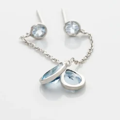 Discount Histoire d'Or Boucles D'oreilles Pendantes Brenda Or Blanc Topaze