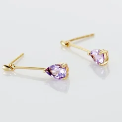 Clearance Histoire d'Or Boucles D'oreilles Pendantes Goutte Or Jaune Amethyste