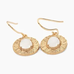 Histoire d'Or Boucles D'oreilles Pendantes Linna Plaqué Or Jaune Pierre De Lune* Boucles D'Oreilles|Boucles D'Oreilles Fantaisie