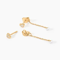 Outlet Histoire d'Or Boucles D'Oreilles Pendantes Isolia Plaqué Or Jaune Oxyde De Zirconium