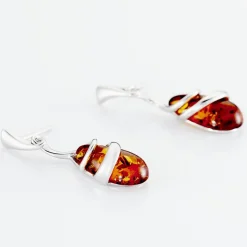 Best Histoire d'Or Boucles D'oreilles Pendantes Argent Blanc Melusine Ambre