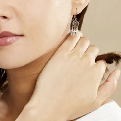 Outlet Histoire d'Or Boucles D'oreilles Pendantes Ida Argent Blanc