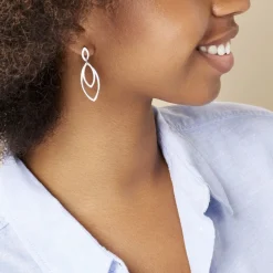 Discount Histoire d'Or Boucles D'oreilles Pendantes Toupie Argent Blanc