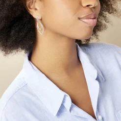 Discount Histoire d'Or Boucles D'oreilles Pendantes Toupie Argent Blanc