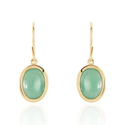 Best Histoire d'Or Boucles D'oreilles Pendantes Veina Plaqué Or Jaune Aventurine