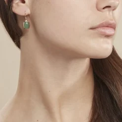 Best Histoire d'Or Boucles D'oreilles Pendantes Veina Plaqué Or Jaune Aventurine