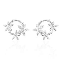 Histoire d'Or Boucles D'oreilles Pendantes Elinia Argent Blanc Oxyde De Zirconium