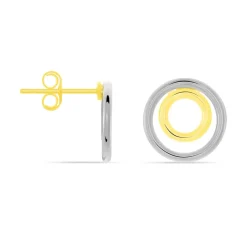 Histoire d'Or Boucles D'oreilles Pendantes Berangere Double Cercles Or Bicolore* Boucles D'Oreilles|Boucles D'Oreilles Pendantes