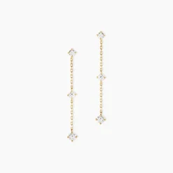 New Histoire d'Or Boucles D'Oreilles Pendantes Madhav Or Jaune Diamant Synthétique