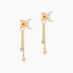 Histoire d'Or Boucles D'Oreilles Pendantes Moon Plaqué Or Jaune Oxyde De Zirconium