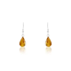 Discount Histoire d'Or Boucles D'oreilles Pendantes Argent Blanc Mareme Ambre