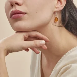 Discount Histoire d'Or Boucles D'oreilles Pendantes Argent Blanc Mareme Ambre