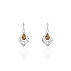 Histoire d'Or Boucles D'oreilles Pendantes Doralyn Argent Blanc Ambre* Boucles D'Oreilles|Boucles D'Oreilles Fantaisie