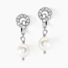 Discount Histoire d'Or Boucles D'oreilles Pendantes Gaetane Argent Blanc Perle Oxyde