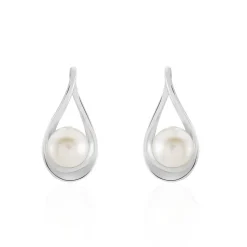 Online Histoire d'Or Boucles D'oreilles Pendantes Loren Argent Blanc Perle De Culture