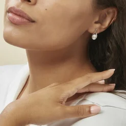 Online Histoire d'Or Boucles D'oreilles Pendantes Loren Argent Blanc Perle De Culture