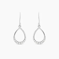 New Histoire d'Or Boucles D'oreilles Pendantes Nicole Argent Blanc Oxyde De Zirconium