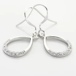 New Histoire d'Or Boucles D'oreilles Pendantes Nicole Argent Blanc Oxyde De Zirconium