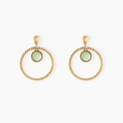 Histoire d'Or Boucles D'oreilles Pendantes Amalthea Plaqué Or Doré Aventurine Vert* Boucles D'Oreilles|Boucles D'Oreilles Fantaisie