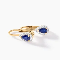 Discount Histoire d'Or Boucles D'oreilles Pendantes Doorsie Or Jaune Saphir Et Diamant